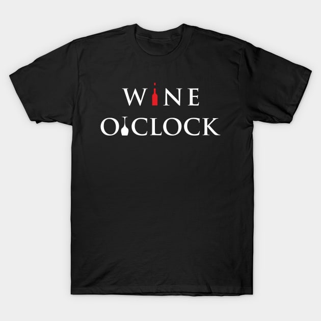 Wine O'clock bottle and glass T-Shirt by aceofspace